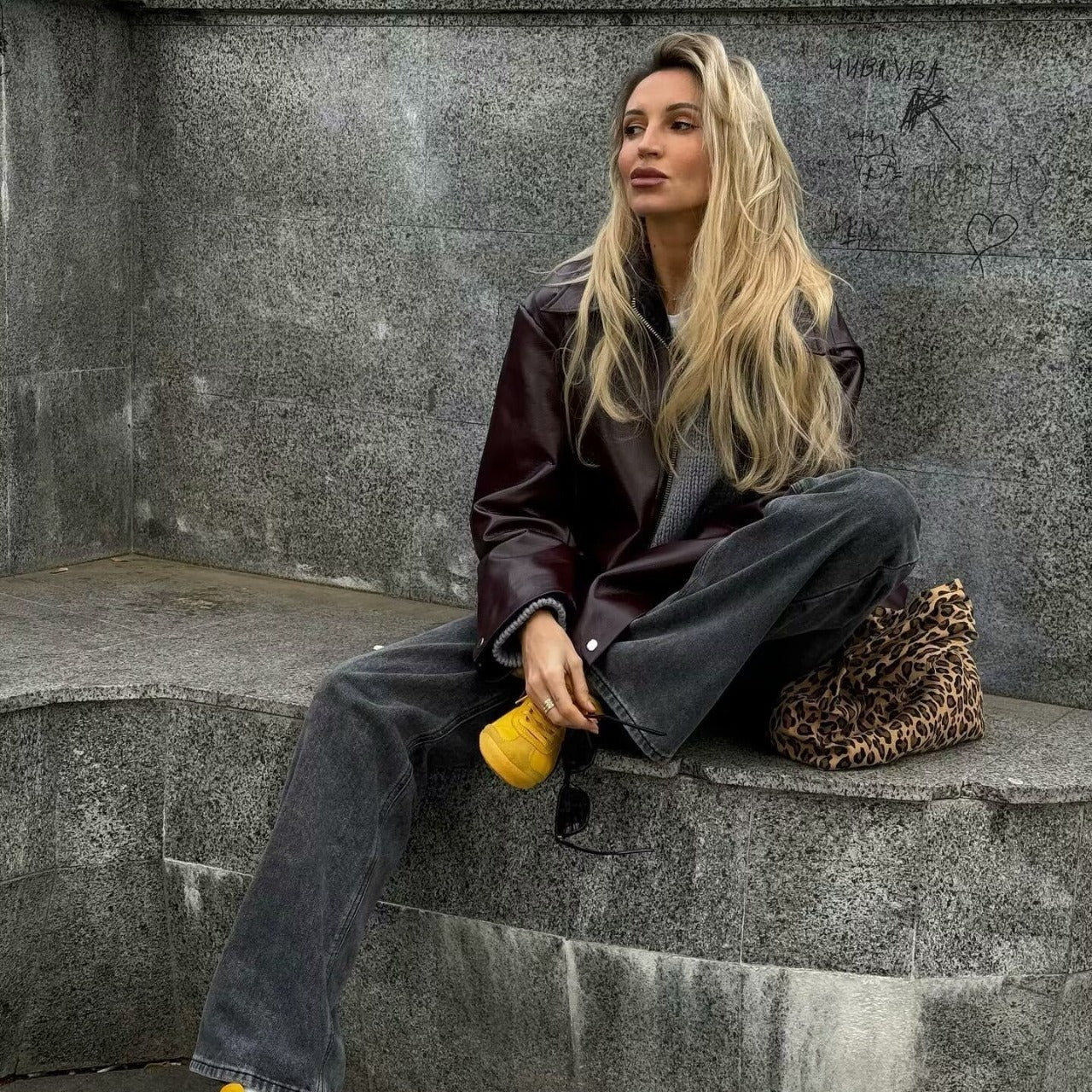 „Selene“ – Lederjacke mit Reverskragen