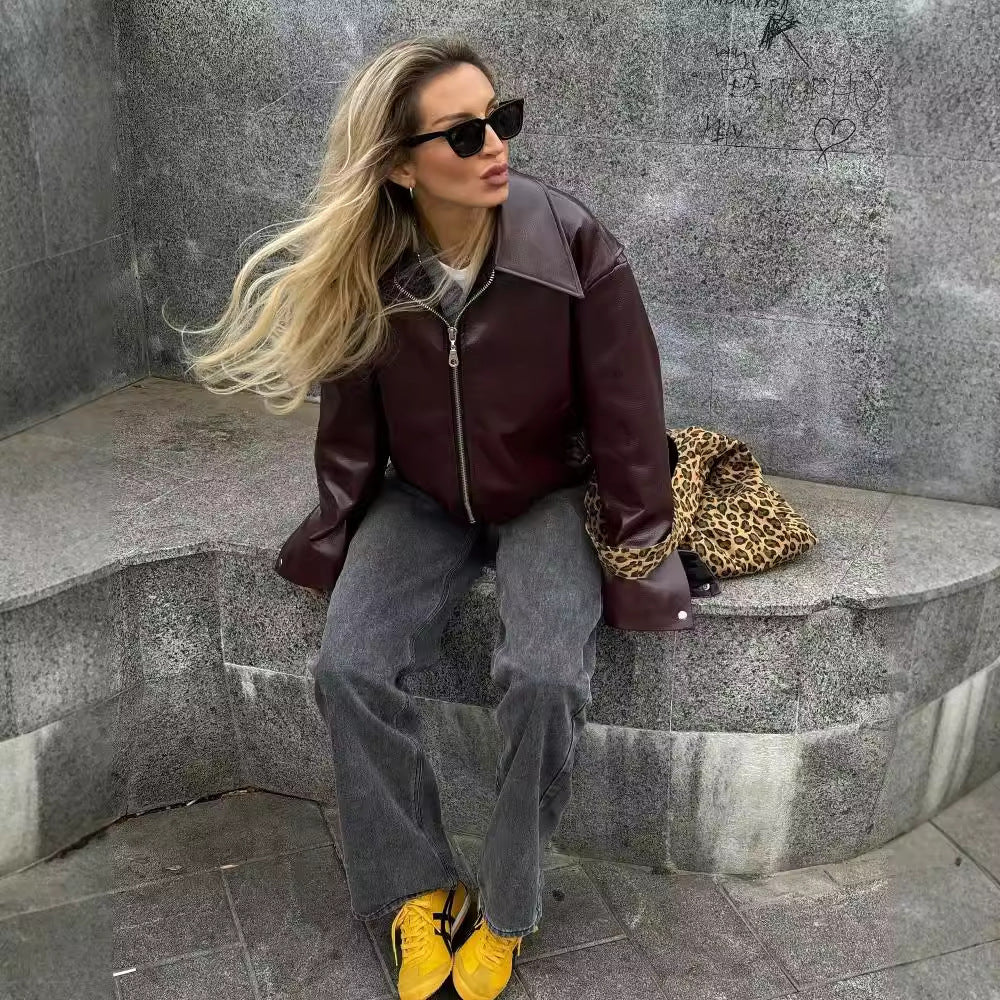 „Selene“ – Lederjacke mit Reverskragen