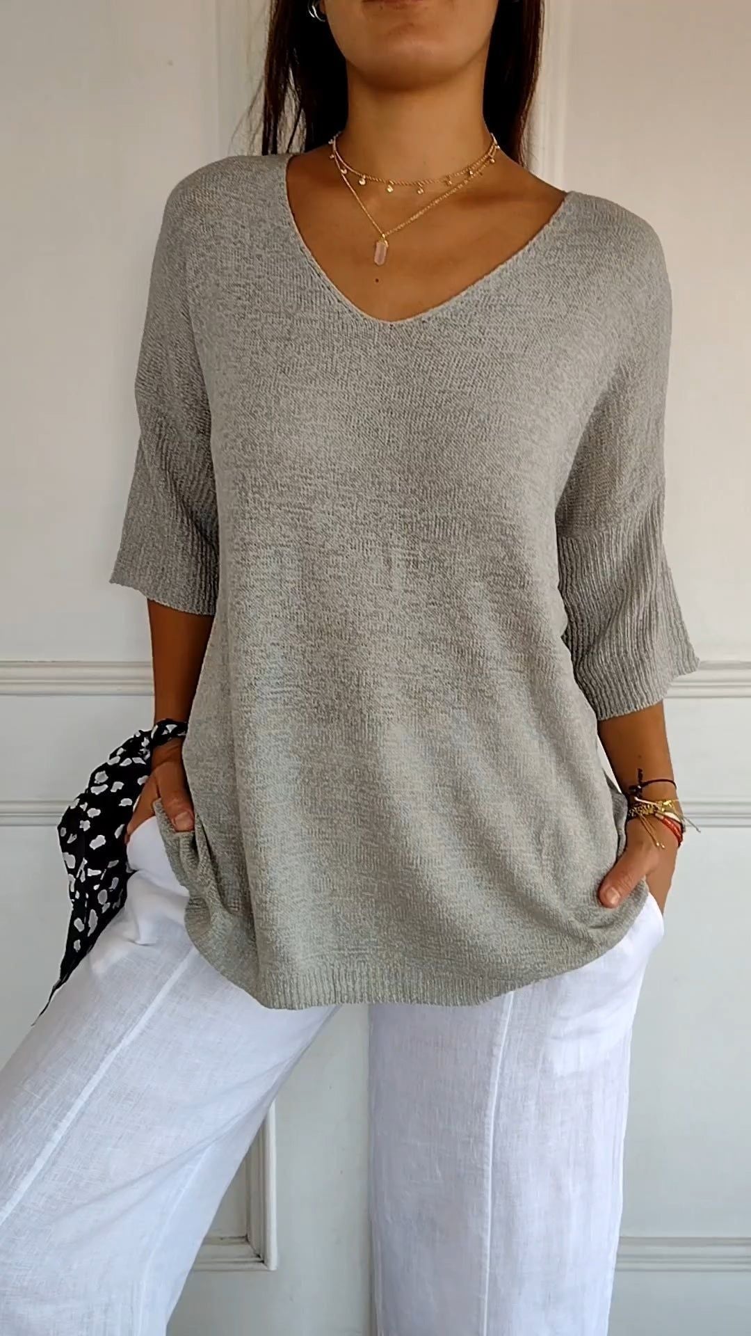 „Selina“ – Strickpullover mit V-Ausschnitt