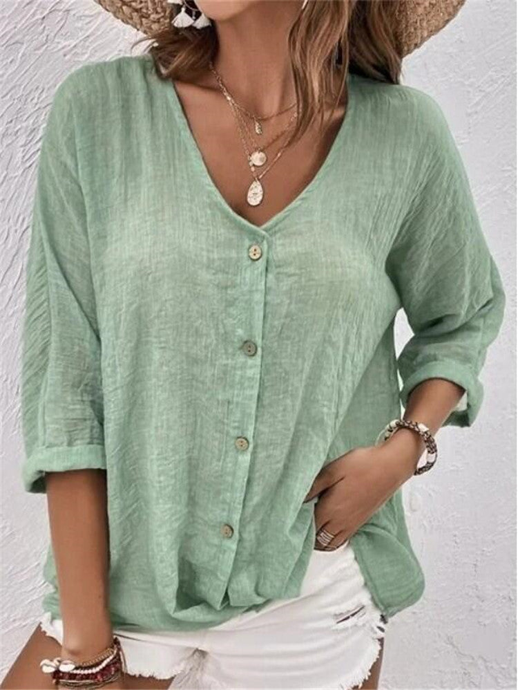„Lora“ – V-Ausschnitt Langarmshirt