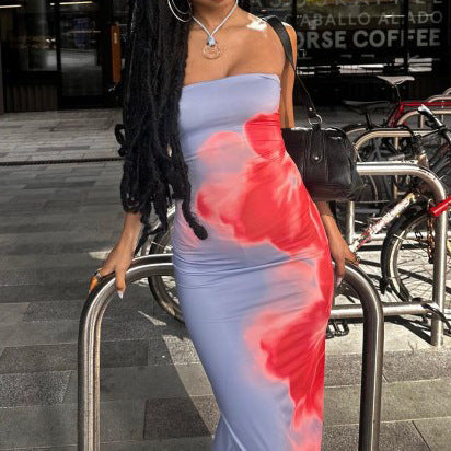 Mira“ – Tube-Kleid mit Schlitz in Maxi-Länge