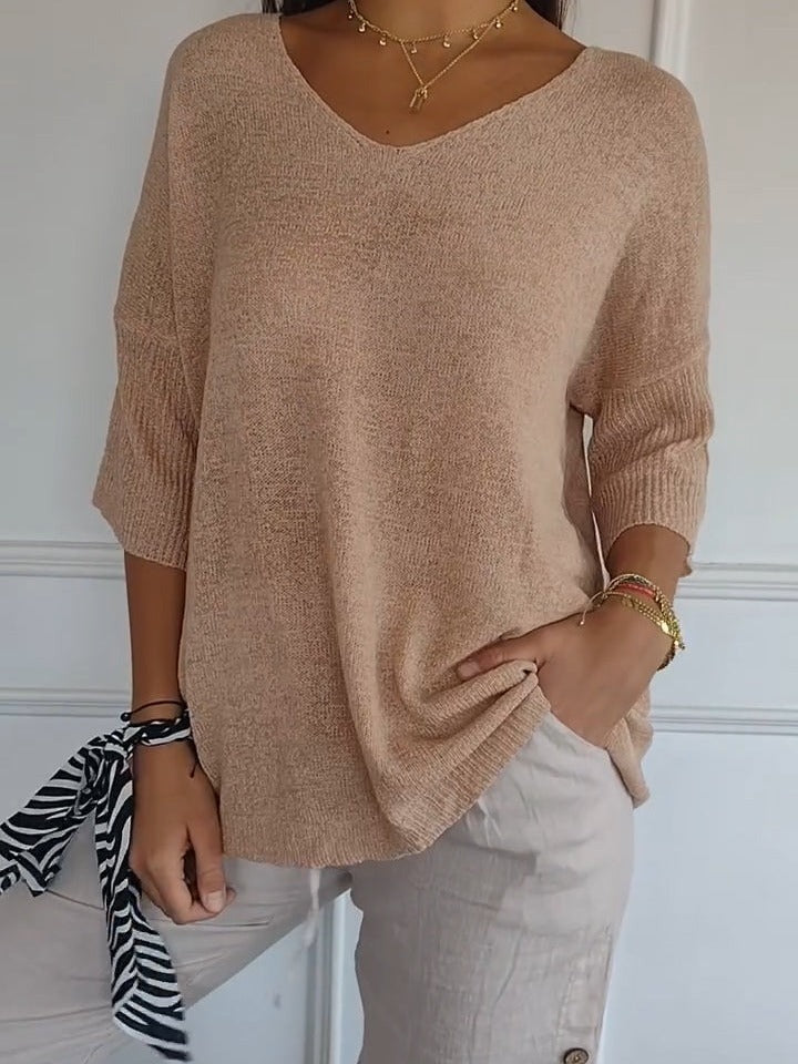 „Selina“ – Strickpullover mit V-Ausschnitt