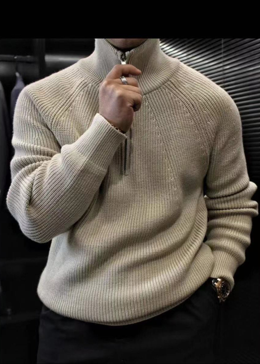Half-Zip Stand Collar Sweater