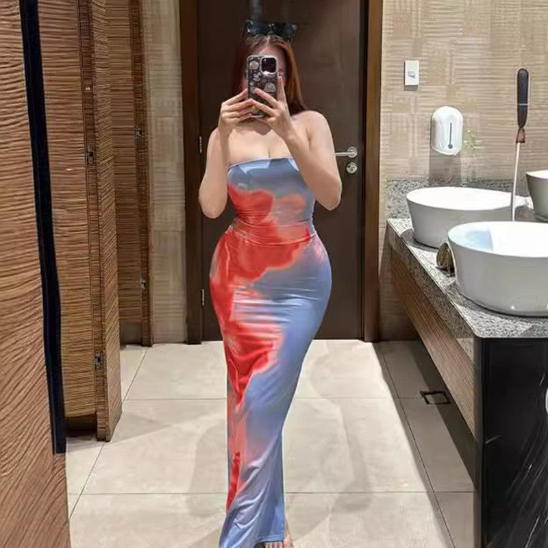 Mira“ – Tube-Kleid mit Schlitz in Maxi-Länge
