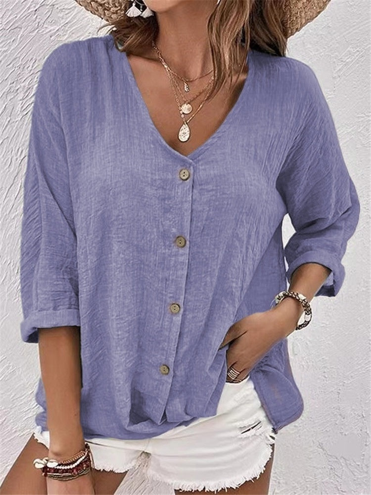 „Lora“ – V-Ausschnitt Langarmshirt