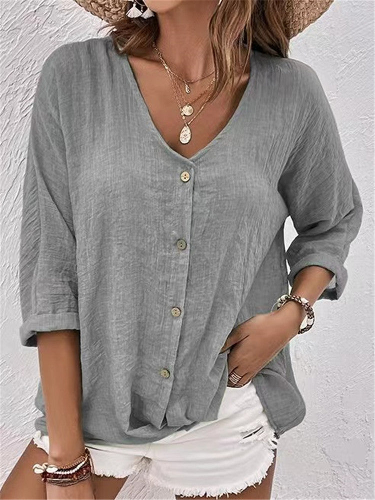 „Lora“ – V-Ausschnitt Langarmshirt