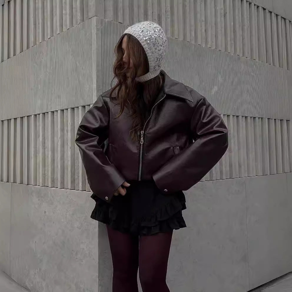 „Selene“ – Lederjacke mit Reverskragen