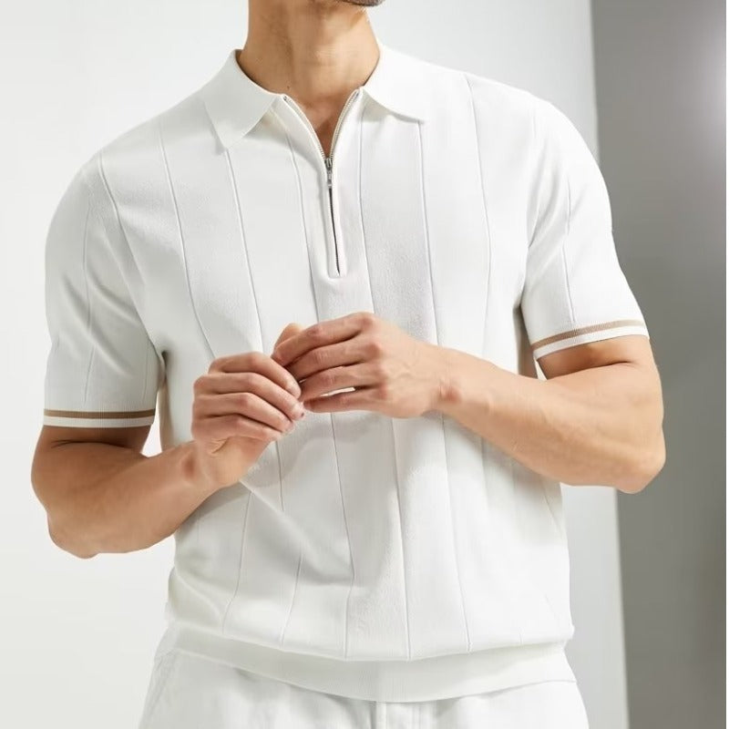 Herren Kurzarm-Poloshirt mit Reißverschluss