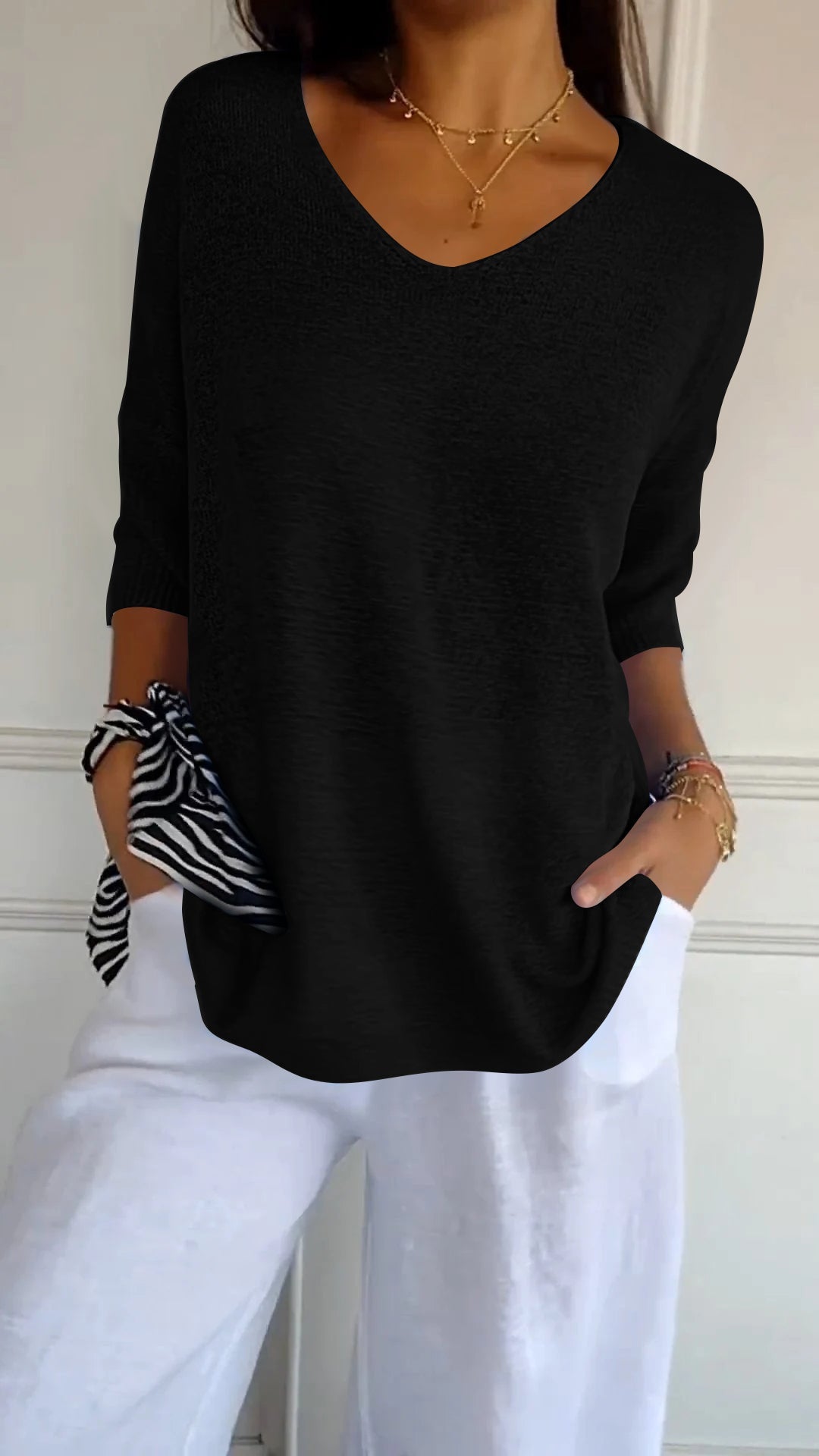 „Selina“ – Strickpullover mit V-Ausschnitt