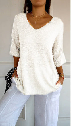 „Selina“ – Strickpullover mit V-Ausschnitt