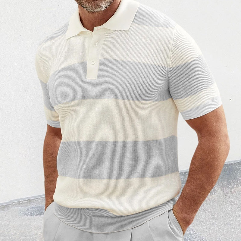 Herren Kurzarm-Sweater mit Revers