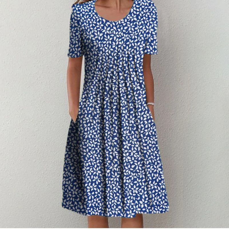 Lina“ – Freizeitkleid mit Print &amp; Rundhalsausschnitt