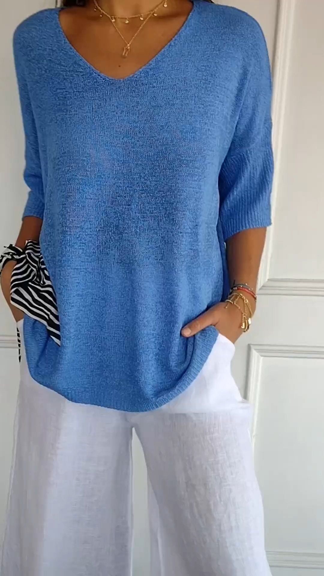 „Selina“ – Strickpullover mit V-Ausschnitt