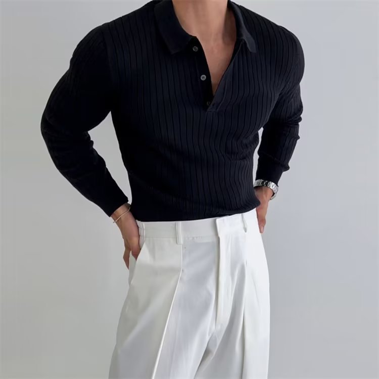 Herren Langarm-Poloshirt