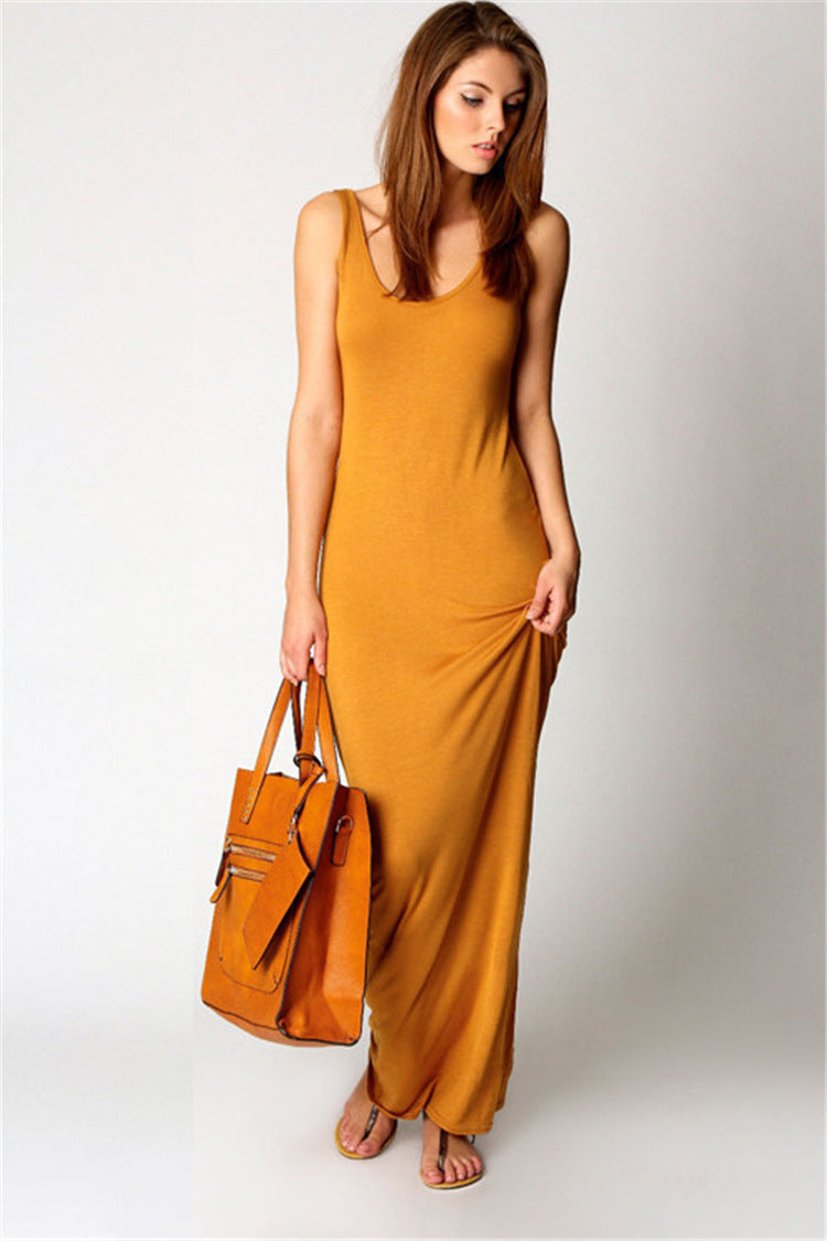 Elena“ – Ärmelloses Stretch-Maxikleid mit Rundhals