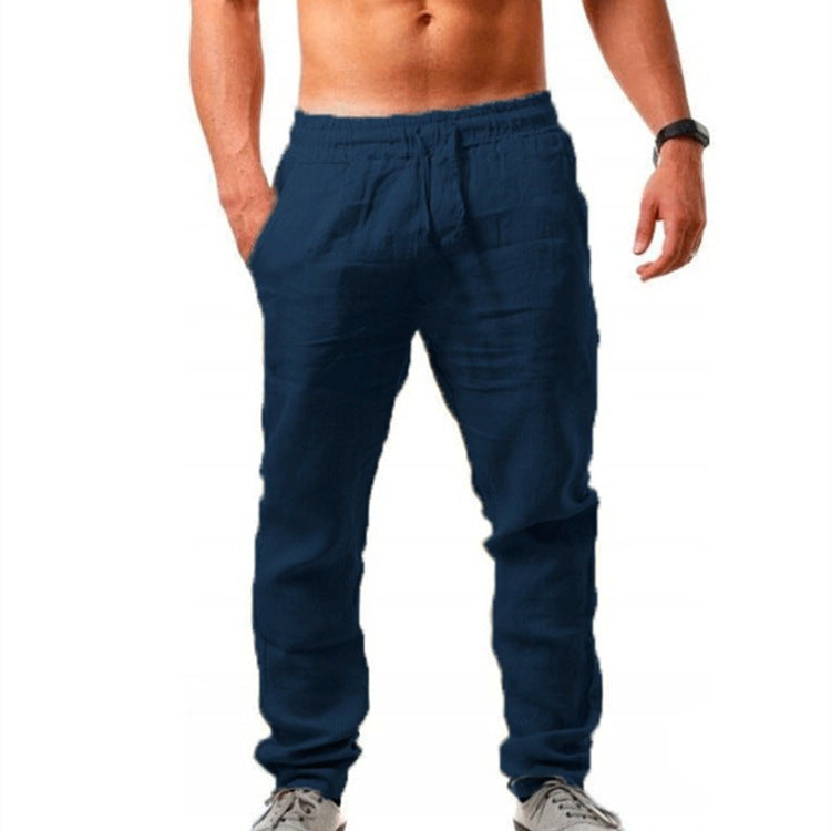 Herren Baumwoll-Leinen Freizeithose