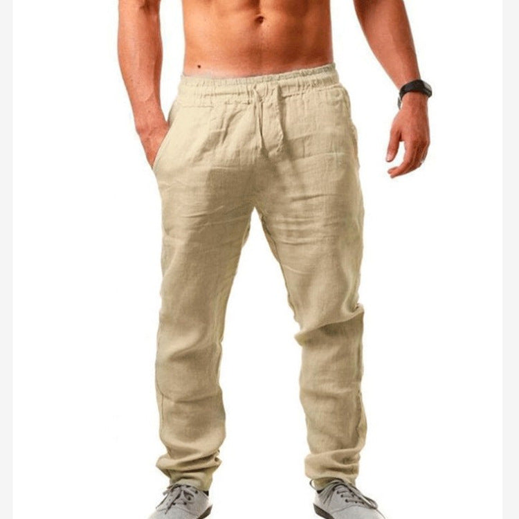 Herren Baumwoll-Leinen Freizeithose