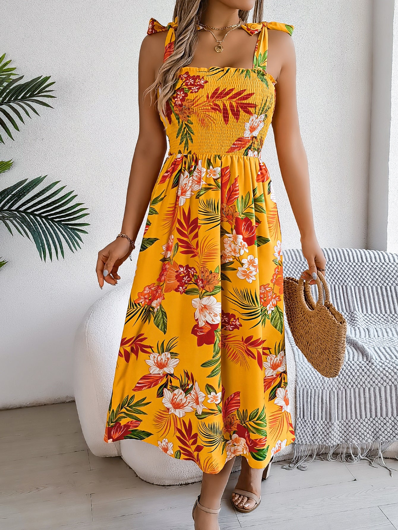 „Marina“ – Sommerkleid mit Blumenprint  Korsagen-Top
