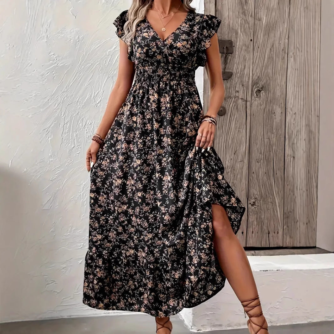 „Elisa“ – Geblümtes Langarmkleid mit Taillierung