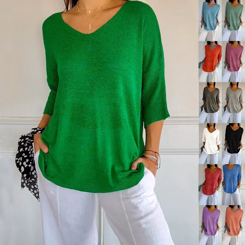„Selina“ – Strickpullover mit V-Ausschnitt
