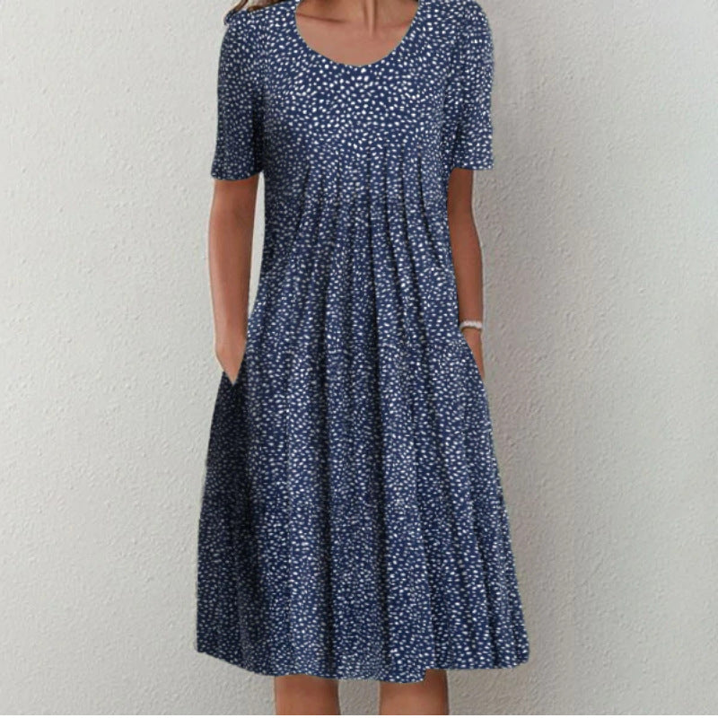 Lina“ – Freizeitkleid mit Print &amp; Rundhalsausschnitt