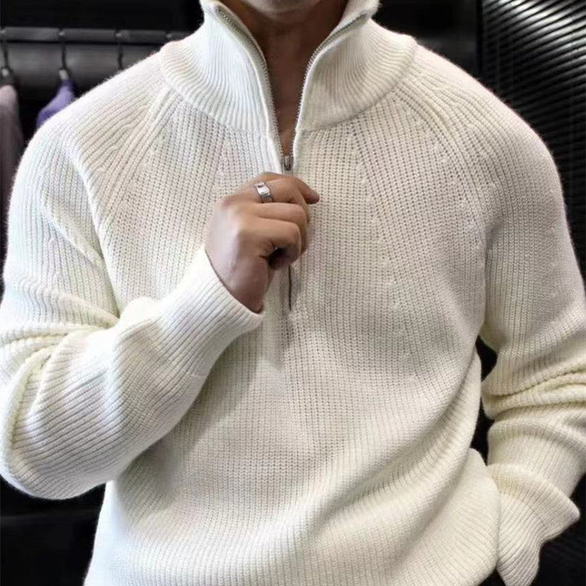 Half-Zip Stand Collar Sweater