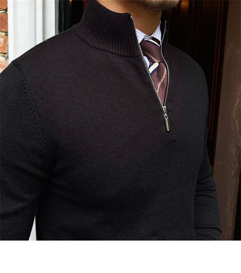 Strickpullover mit Stehkragen &amp; Reißverschluss