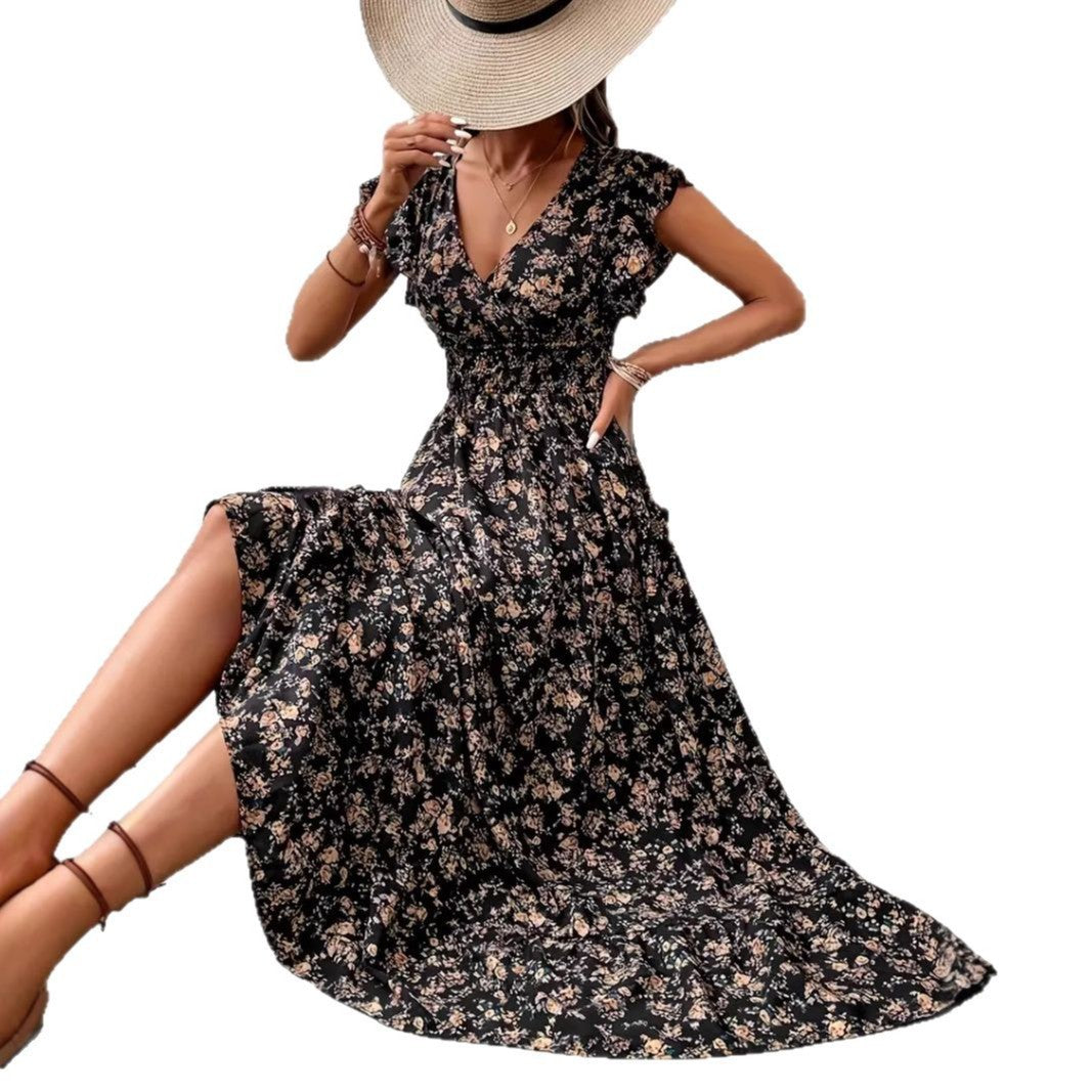 „Elisa“ – Geblümtes Langarmkleid mit Taillierung