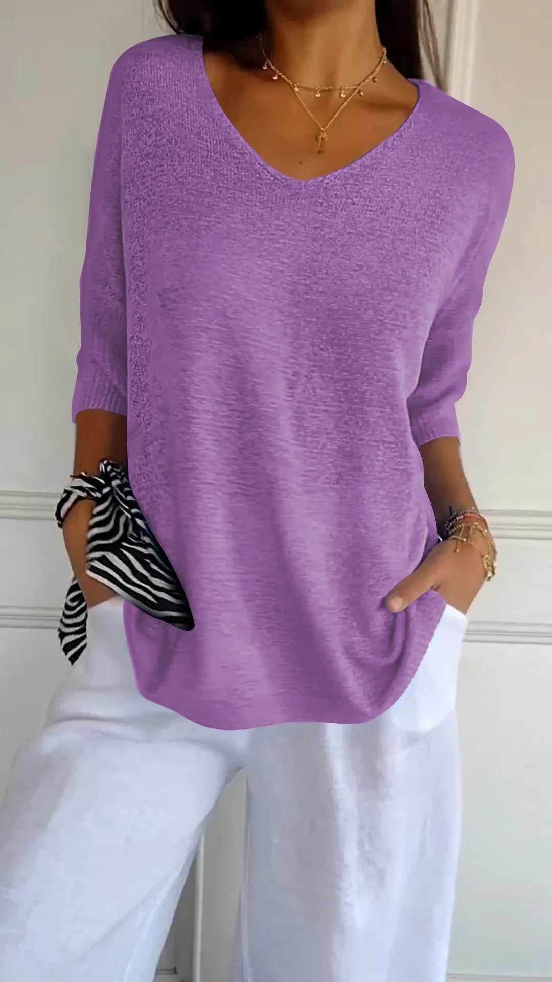 „Selina“ – Strickpullover mit V-Ausschnitt