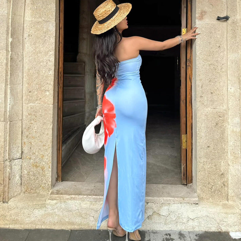 Mira“ – Tube-Kleid mit Schlitz in Maxi-Länge
