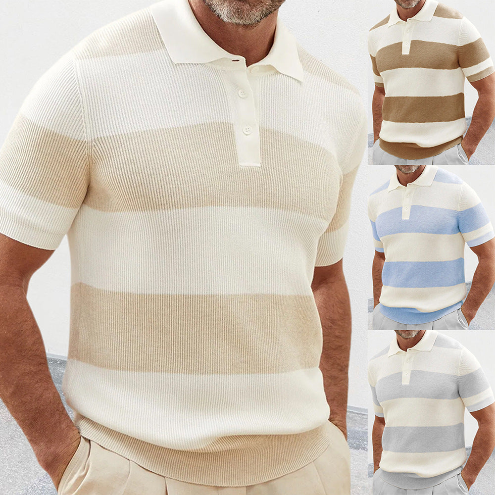 Herren Kurzarm-Sweater mit Revers
