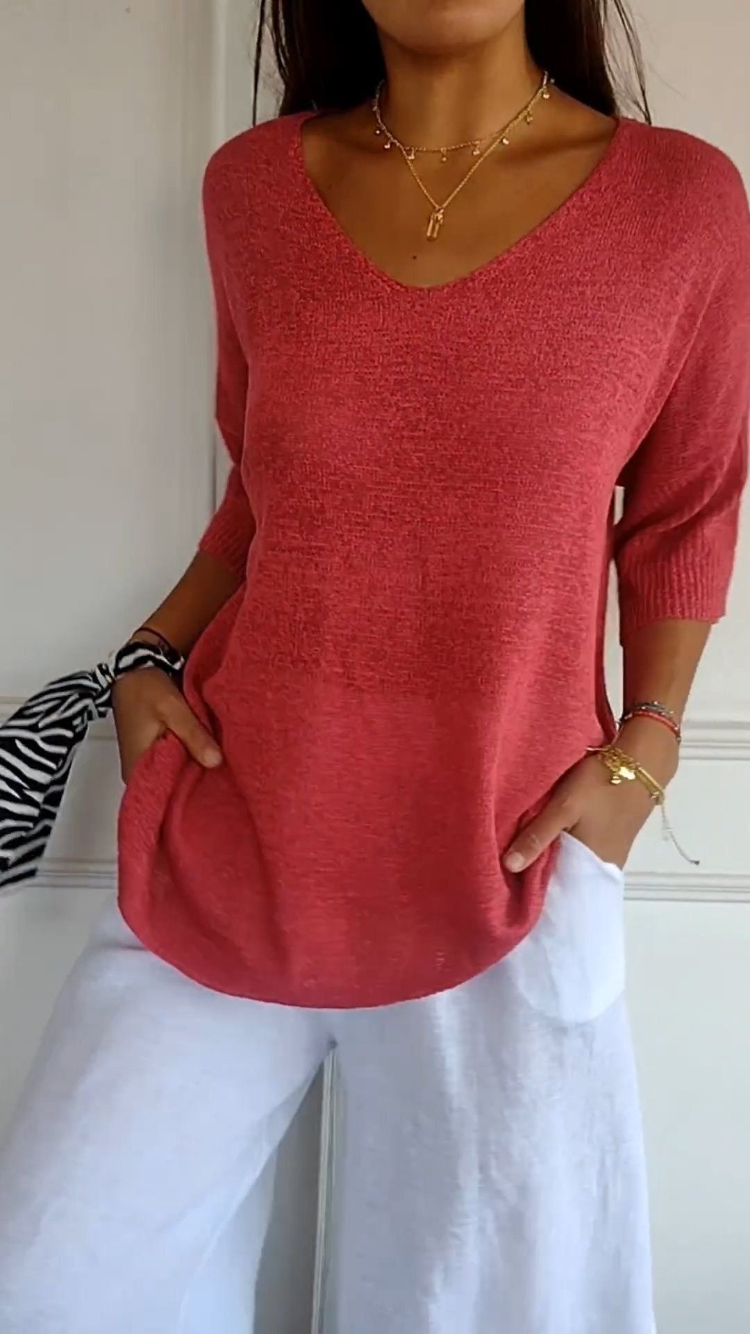 „Selina“ – Strickpullover mit V-Ausschnitt