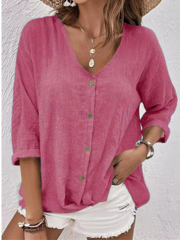 „Lora“ – V-Ausschnitt Langarmshirt