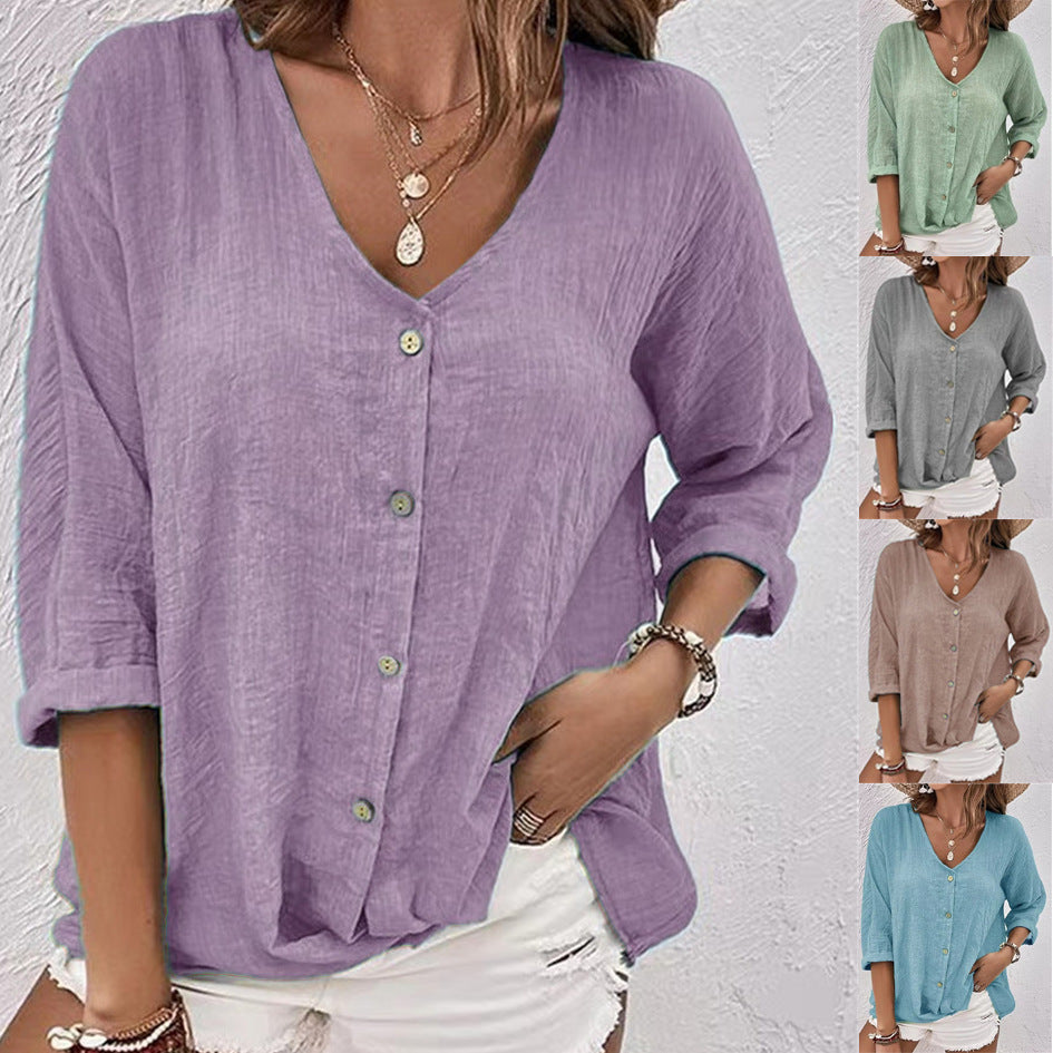 „Lora“ – V-Ausschnitt Langarmshirt
