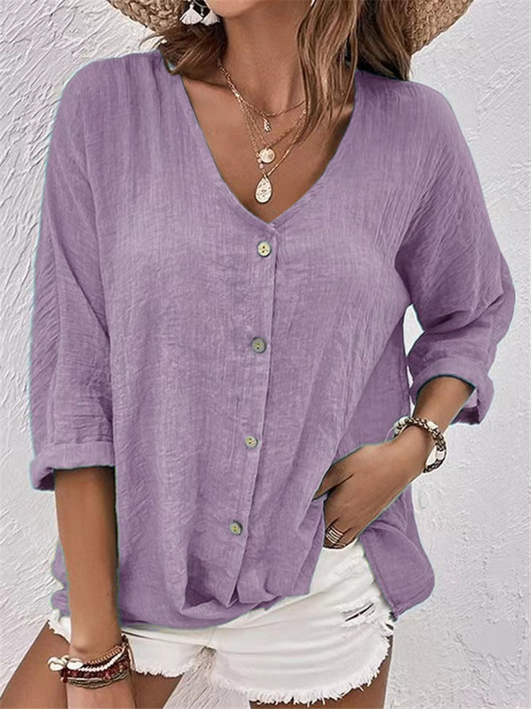 „Lora“ – V-Ausschnitt Langarmshirt