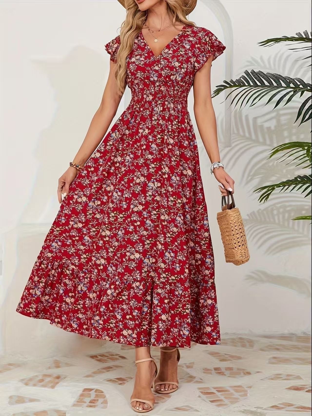 „Elisa“ – Geblümtes Langarmkleid mit Taillierung