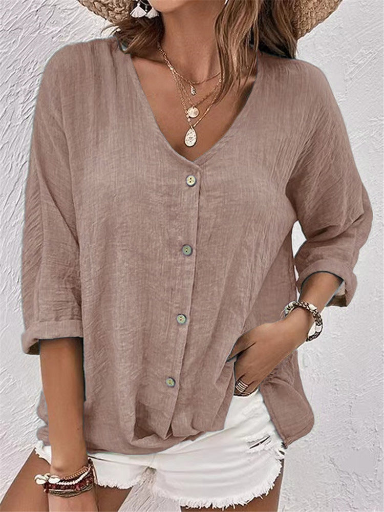 „Lora“ – V-Ausschnitt Langarmshirt