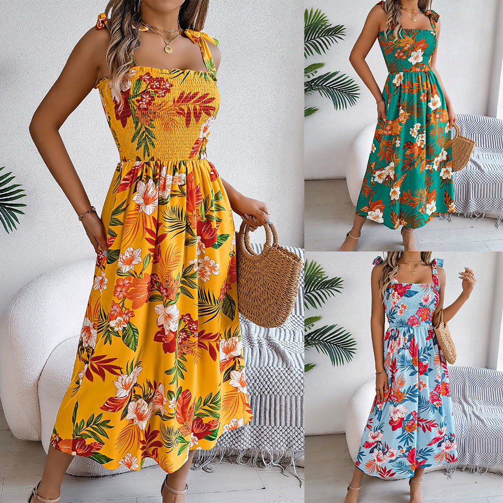 „Marina“ – Sommerkleid mit Blumenprint  Korsagen-Top
