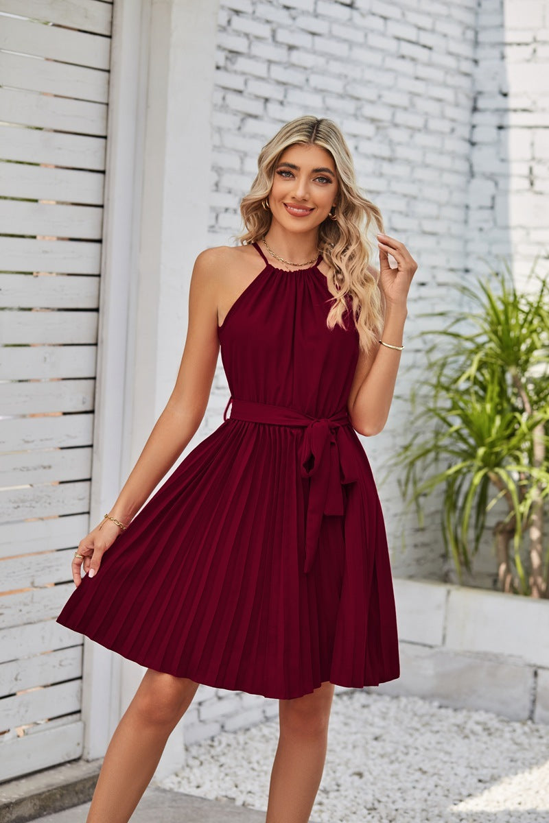 Nala“ – Neckholder-Sundress mit Plissee-Rock