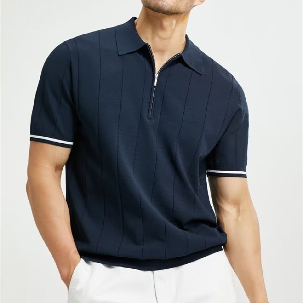 Herren Kurzarm-Poloshirt mit Reißverschluss