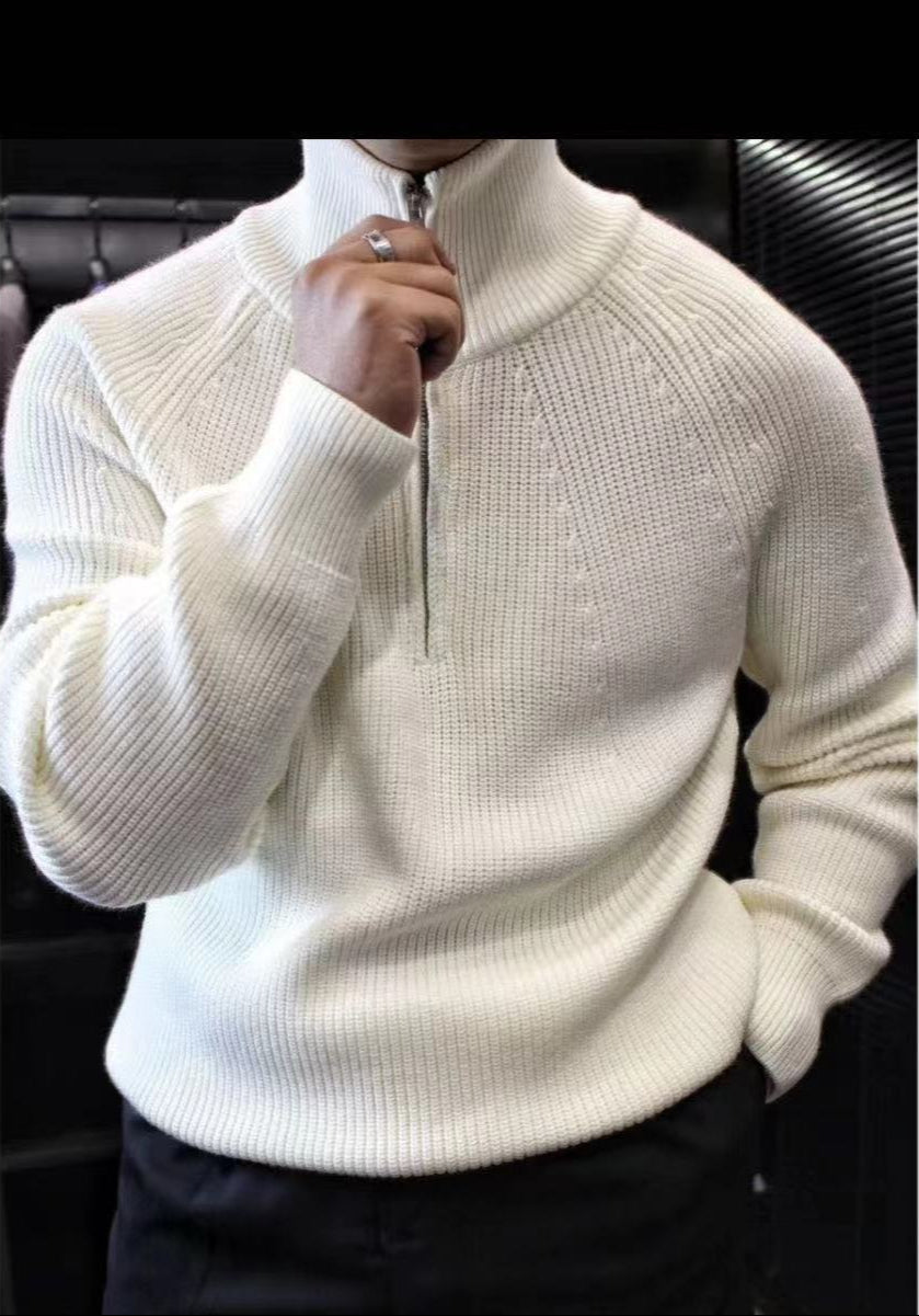 Half-Zip Stand Collar Sweater