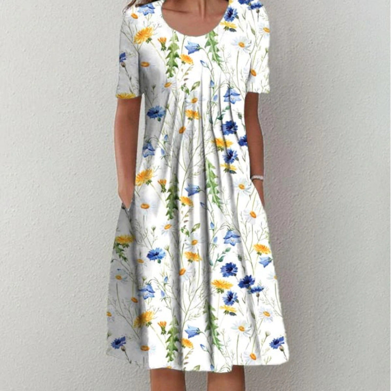 Lina“ – Freizeitkleid mit Print &amp; Rundhalsausschnitt