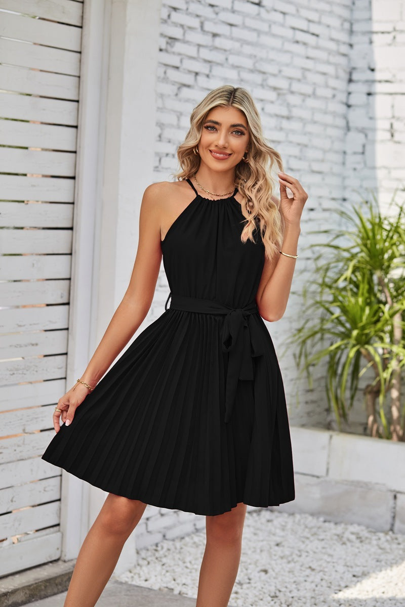 Nala“ – Neckholder-Sundress mit Plissee-Rock