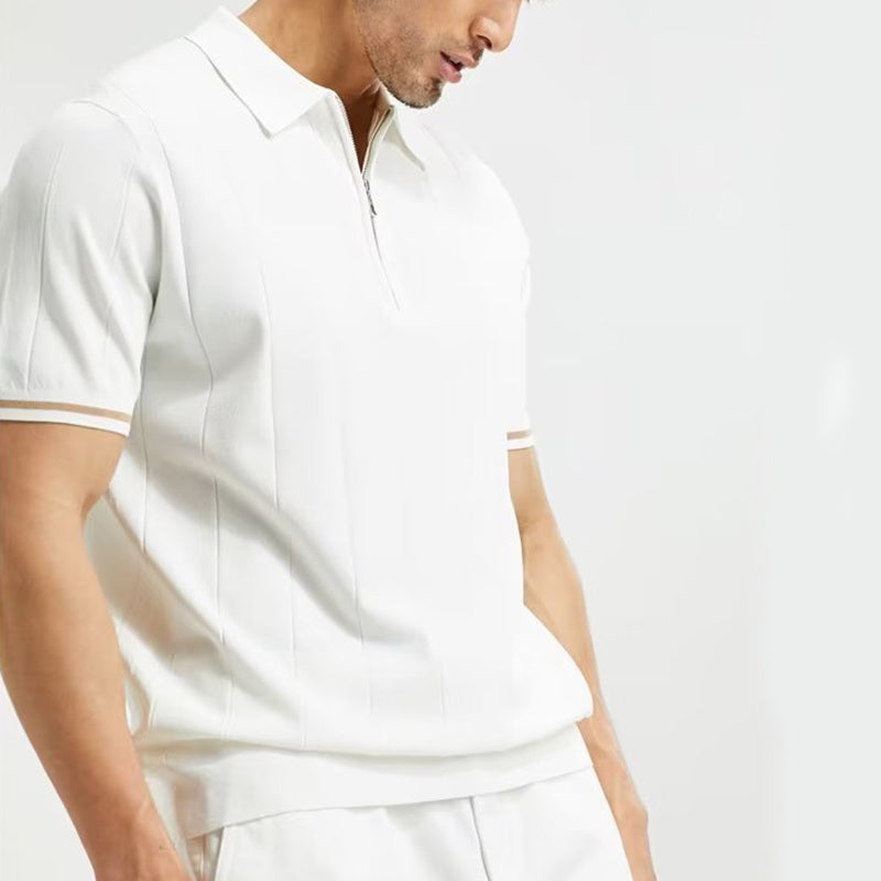 Herren Kurzarm-Poloshirt mit Reißverschluss