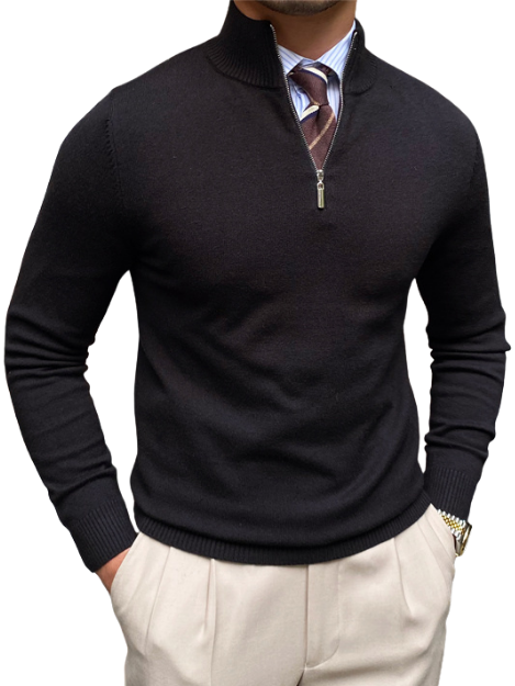 Strickpullover mit Stehkragen &amp; Reißverschluss