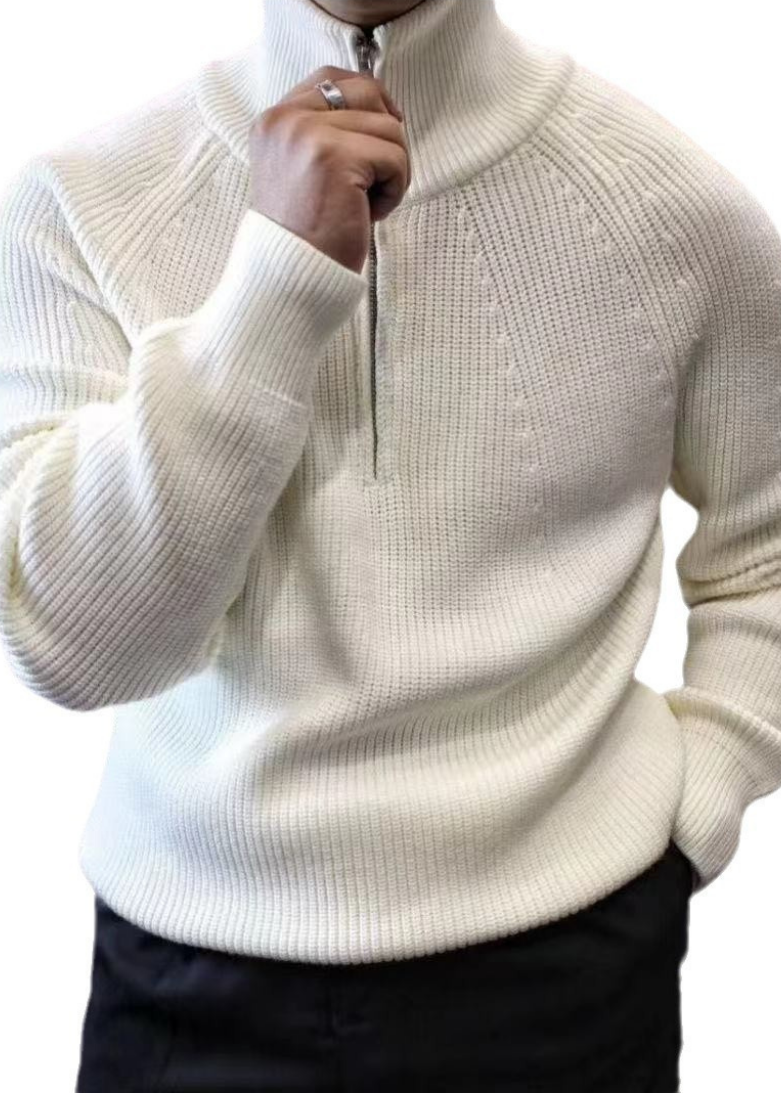 Half-Zip Stand Collar Sweater