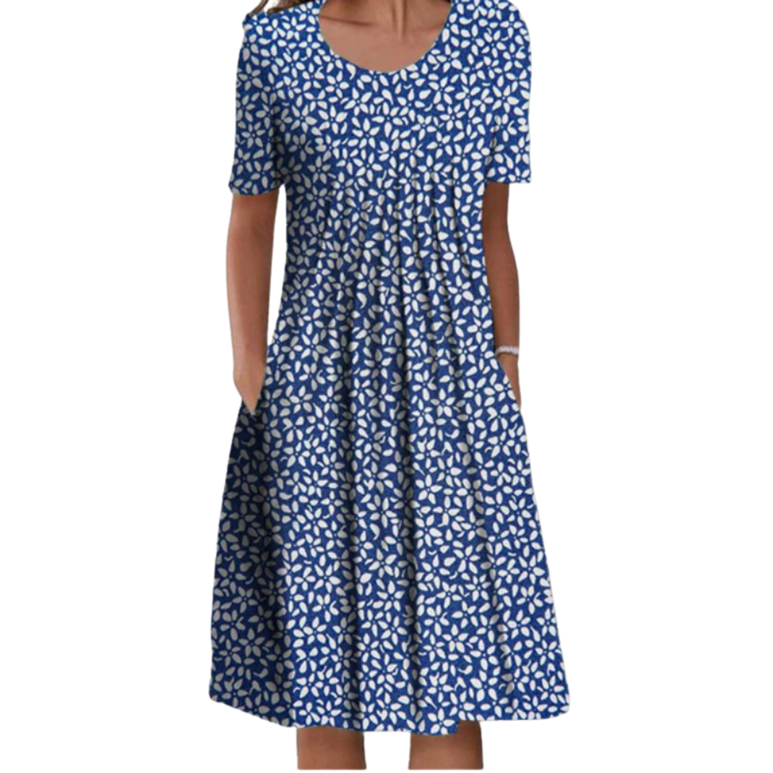 Lina“ – Freizeitkleid mit Print &amp; Rundhalsausschnitt