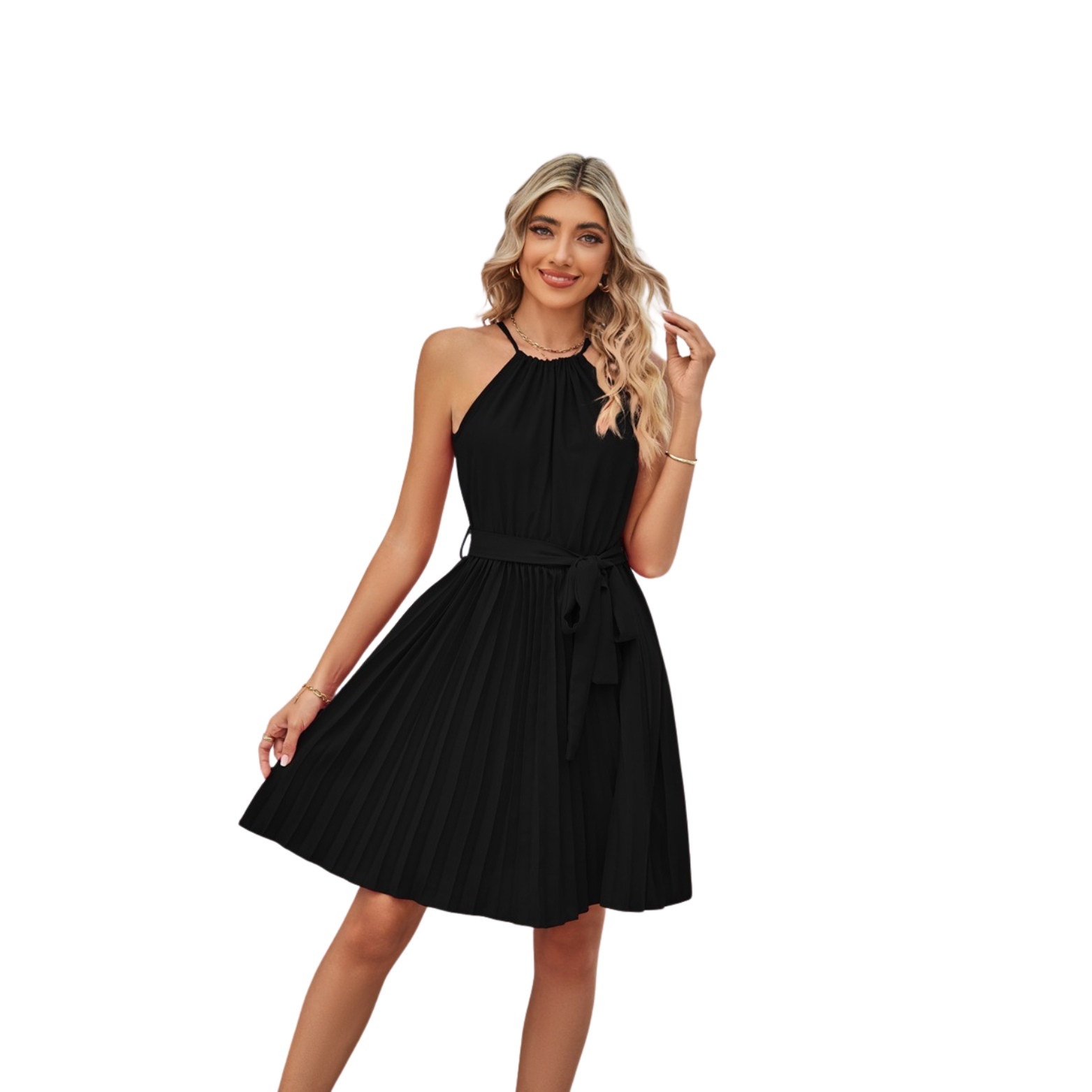 Nala“ – Neckholder-Sundress mit Plissee-Rock