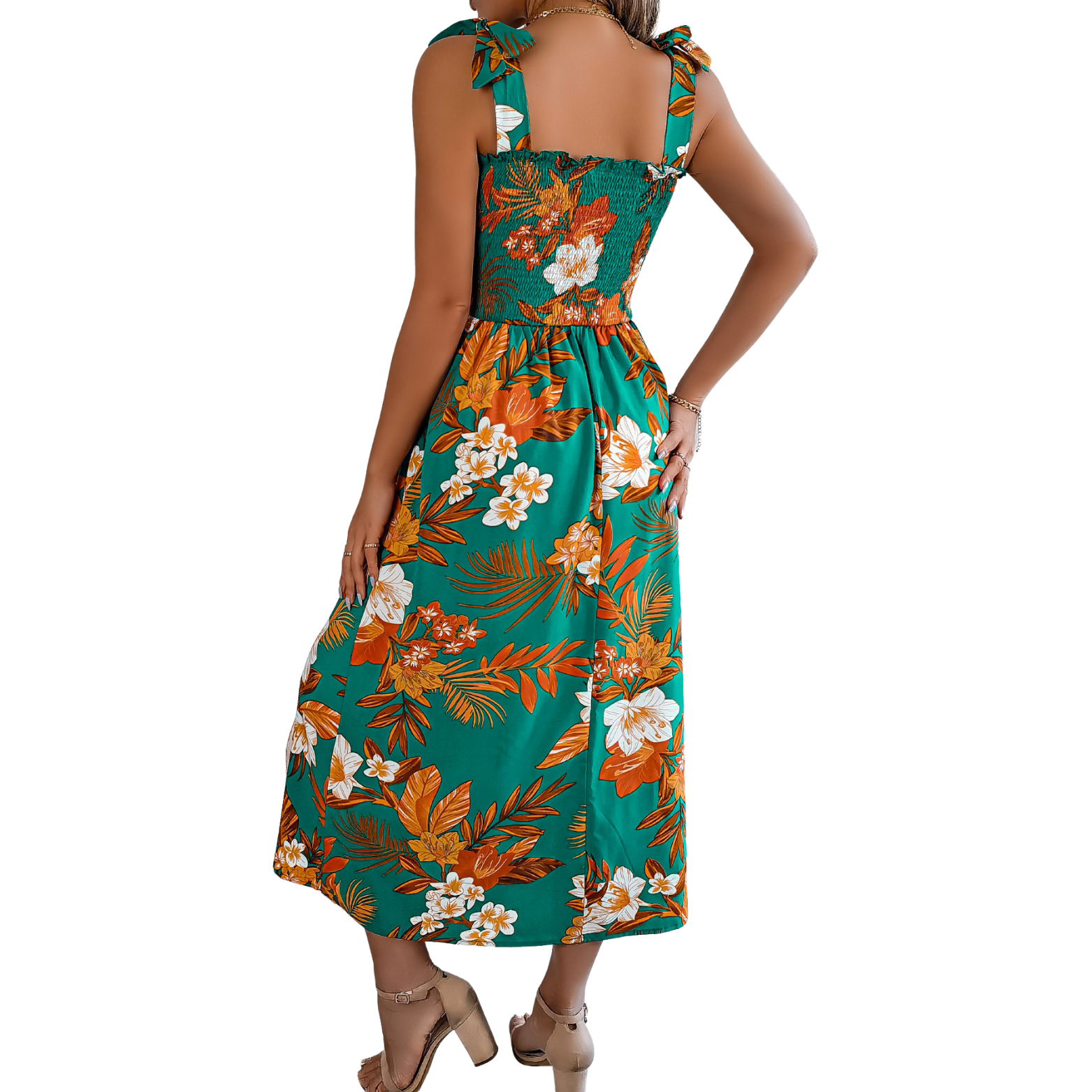 „Marina“ – Sommerkleid mit Blumenprint  Korsagen-Top