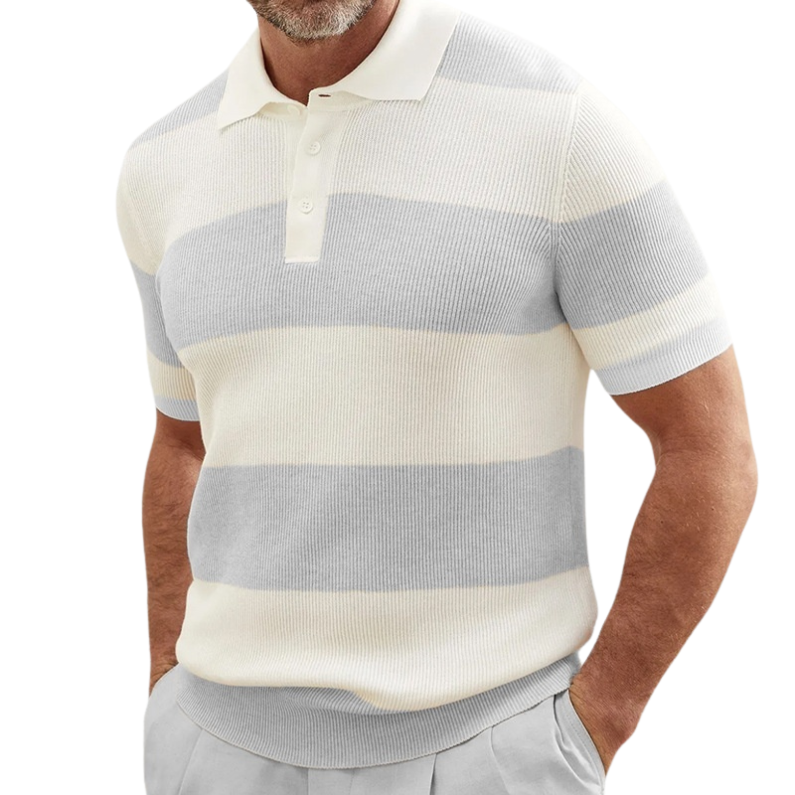 Herren Kurzarm-Sweater mit Revers
